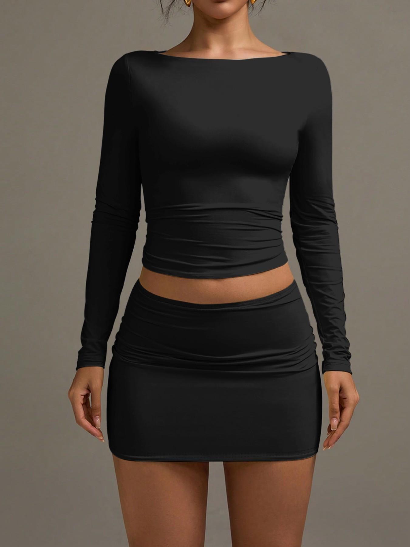 Women's Spring Summer Knitted Plain Low Waist Short Skirt, Fashionable Sexy Bodycon Versatile Skirt, Suitable for Daily Home Holiday Vacation