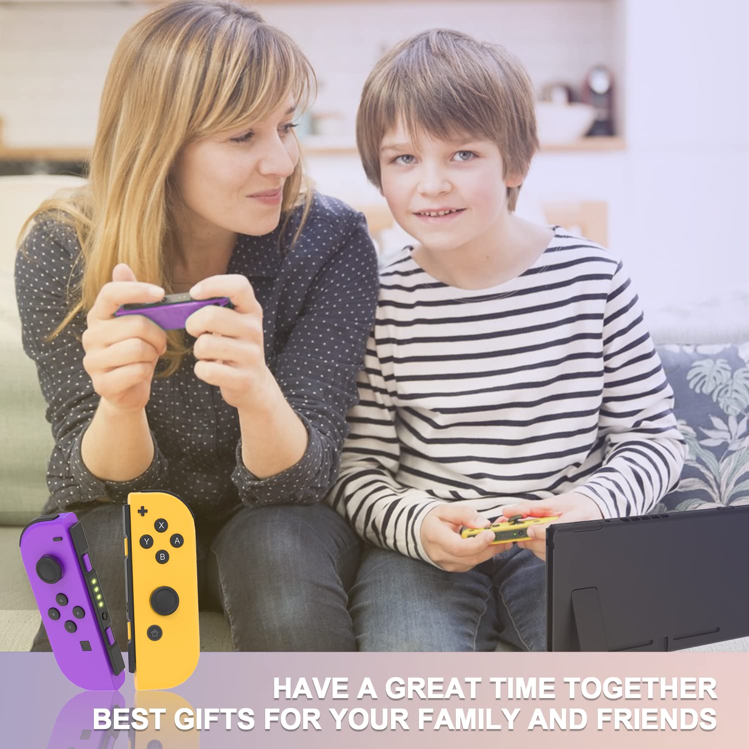 2026 Replacement Controllers for Switch Left & Right Wireless Joycon Compatible with Switch OLED / Lite 6-Axis Gyro Wake-up Vibration Durable Game Console Button Joystick Plug Blue Red