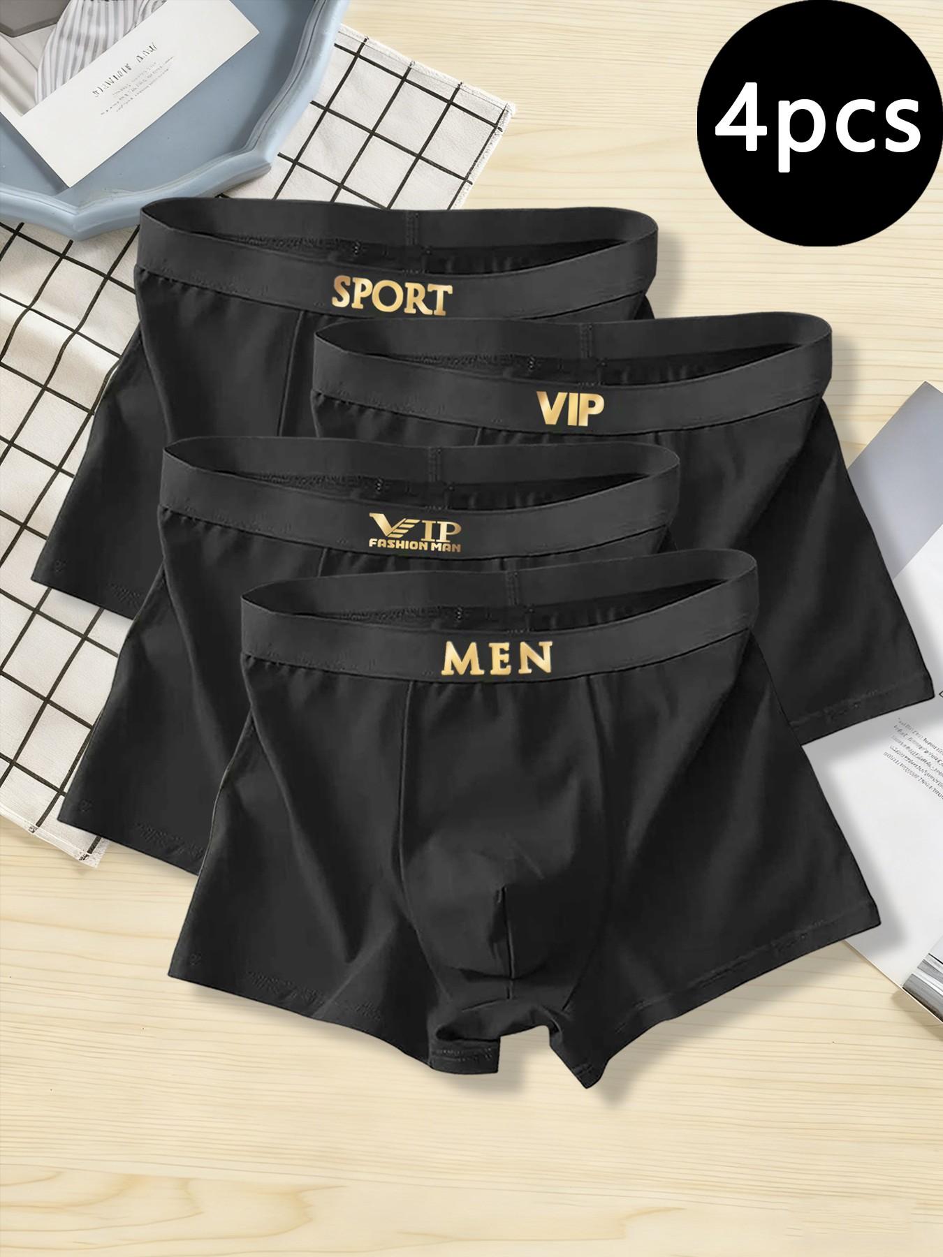 4-pack gold-label waistband men's boxer briefs, comfortable and breathable without riding up, suitable for daily wear, sports and prolonged sitting