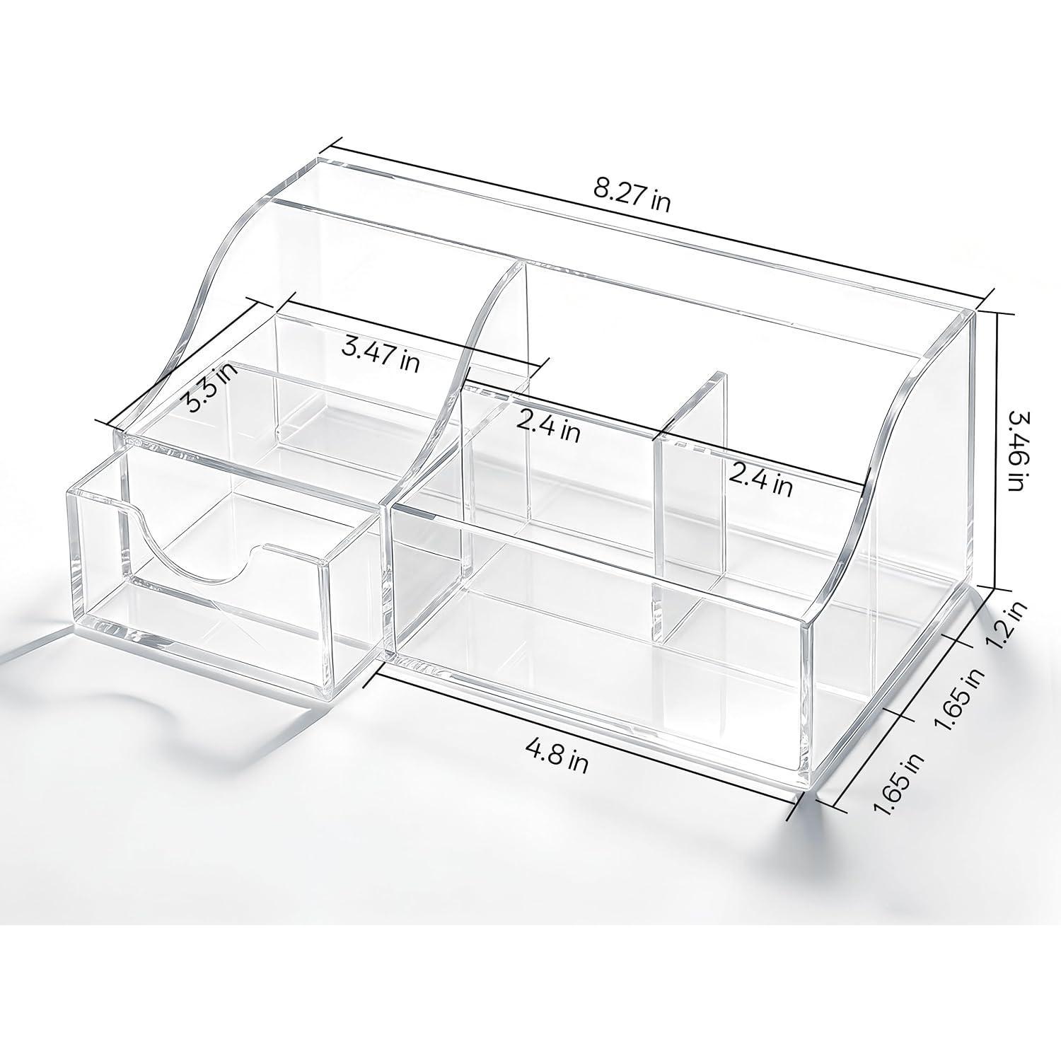 Makeup Organizer with Drawer – Storage for , Bathroom Countertop & Dresser, Skincare Organizer with Brush Holder, Beauty Display Case, Clear Makeup Organizer with Drawer – Storage for , Bathroom Countertop & Dresser, Skincare Organizer with Brush Holder, Beauty Display Case, Clear