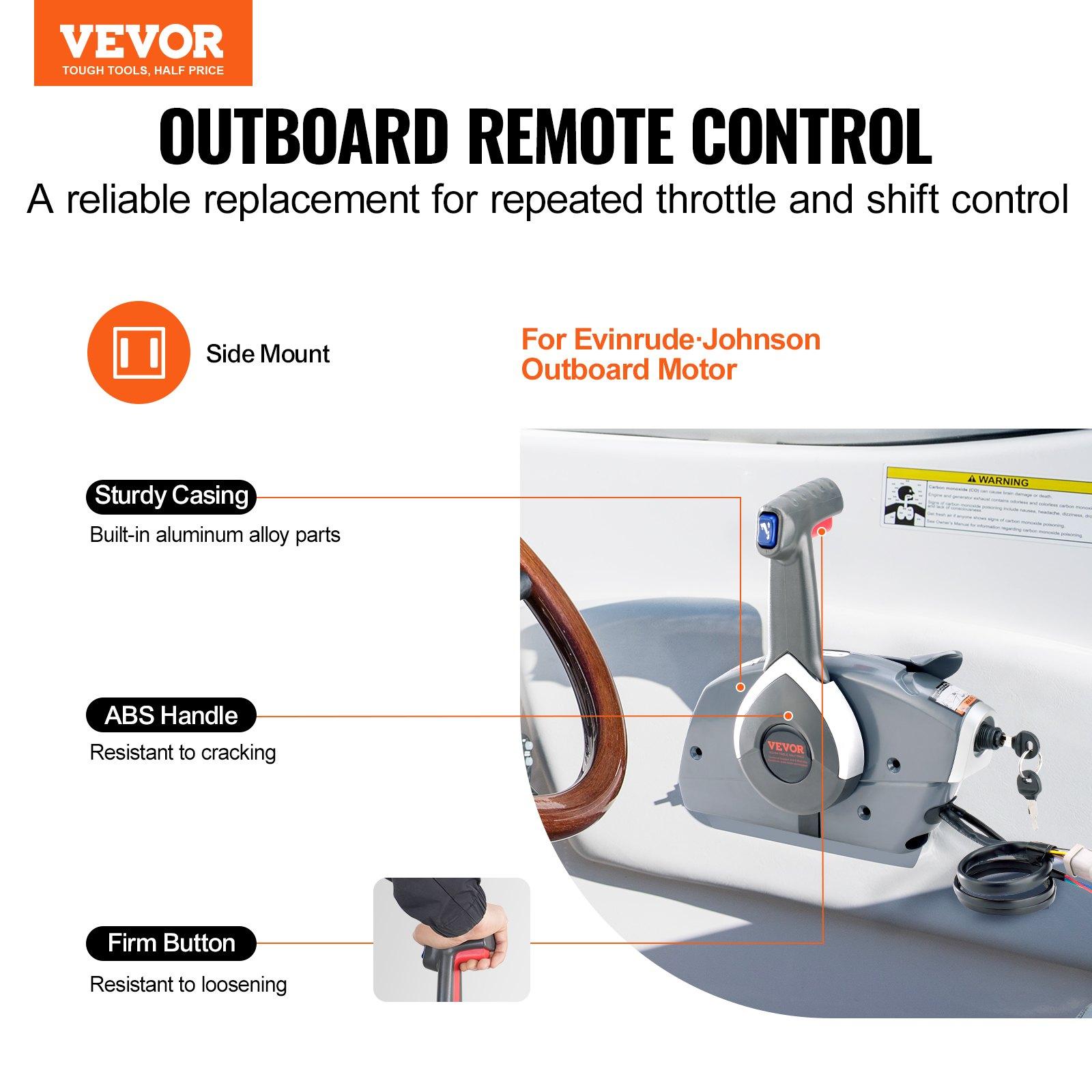 Summervibes VEVOR Boat Throttle Control, 5006180 Side-Mounted Outboard Remote Control Box for Evinrude Johnson, Marine Throttle Control Box with Power Trim Switch and Lanyard