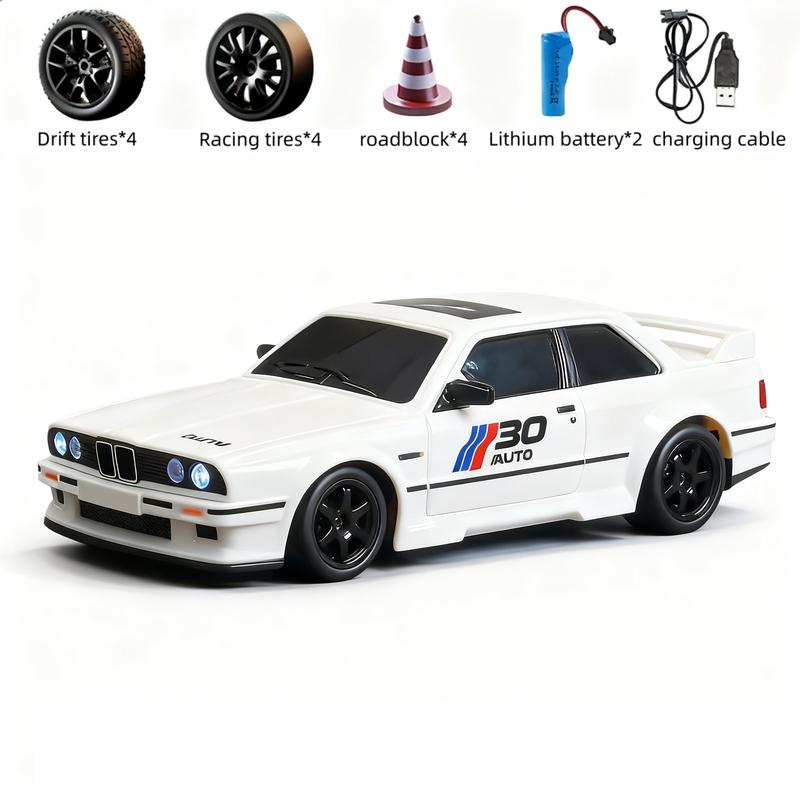 1:24 Remote Control Drift Car with 2.4GHz 4wd, Amazing Lights and Tires, Includes Road Obstacle Tools, Perfect Birthday Gift