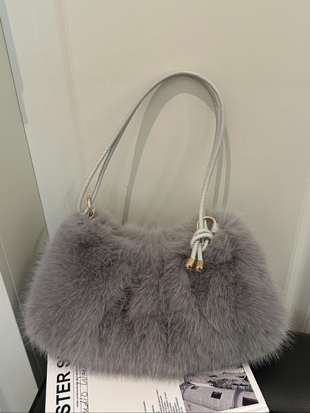 Women's Lightweight Plush Bag, Soft Handbag for University & Office Use, Perfect for Autumn Winter Seasons, Casual Daily Carryall, Elegant Shoulder Bag