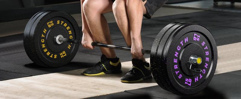 Bearbro 10/15/25/35/45LB Olympic Bumper Plates, High-Bounce Olympic Weight Plates with Colored Fleck-Rubber Weights Plates for Weight Lifting and Strength Training