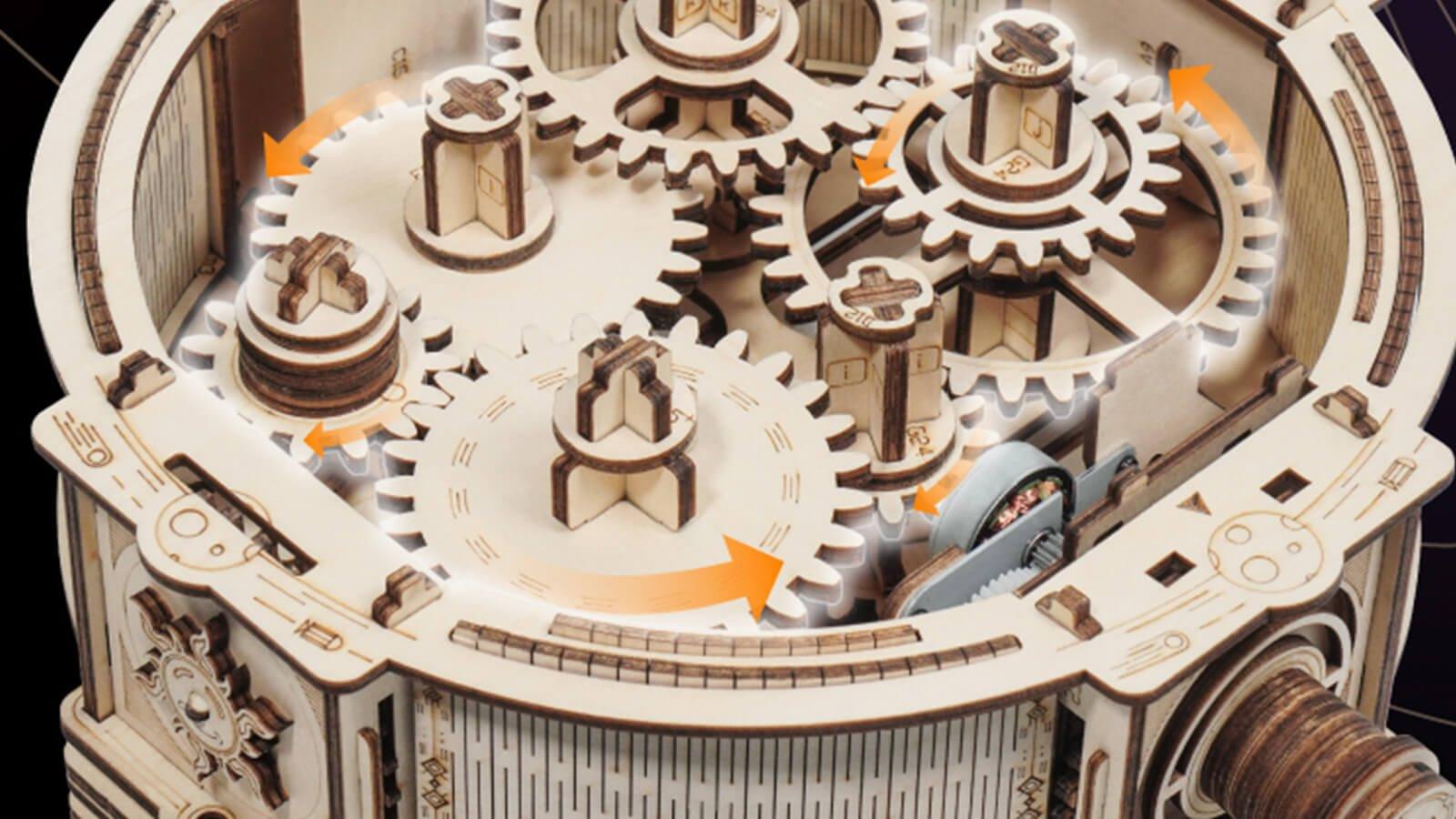 Robotime-ROKR Orrery ST001 3D Wooden Puzzle Solar System Model Kit for Adults Teens - Laser Cut Gears Orbit 8 Planets Educational Craft Toy