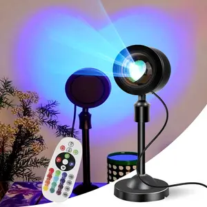 Fall Sunset Lamp Mini Projector for Cozy Corner, RGB Sunset Projection Lamp with Remote Control, LED Lights for Coffee Cable, Portable Desk Projectors Ambient Night Lights for Bedroom Photography Party Live Streaming, Night Light