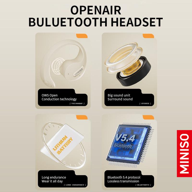 MINISO X15pro Wireless Bluetooth Earbuds Open Ear Earbuds Audio Electronic Headset Light-Weight Headphones Built-in Microphone