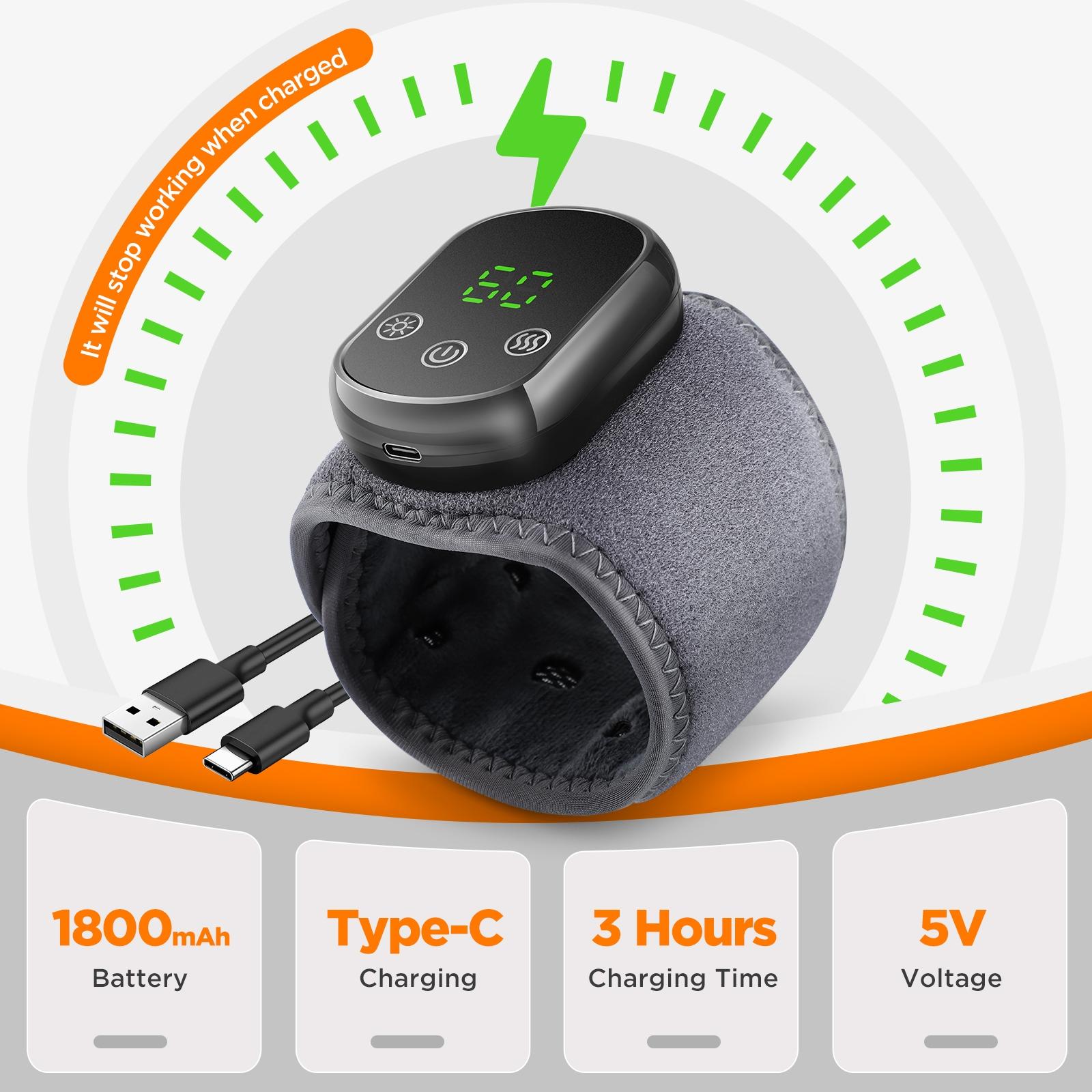 Heated Wrist Wrap 5 Heat Settings & 3 Vibration Modes, Wrist Massager for Left/right Hand Use for Carpal Tunnel, USB Rechargeable Massagers