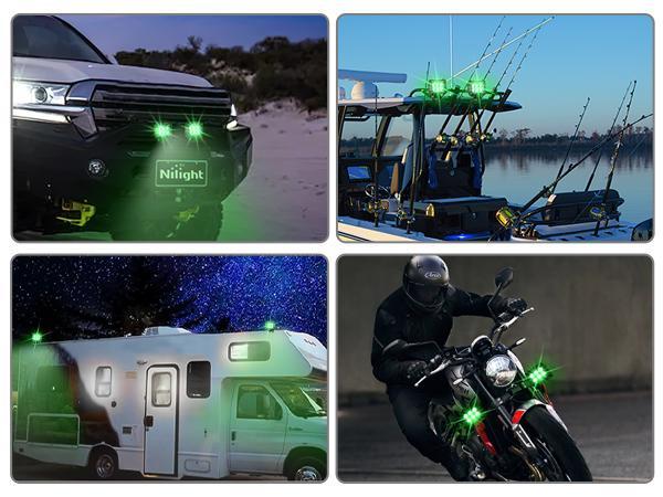 Nilight 4 inch Led Light Pod Green Spot Driving Fog Light 2PCS 18W Off Road Fishing Hunting Safety Signal Deck Trailer Hunting lights for UTV Pick-up Van Boat Tractor Truck Vehicle, Car Light, Led Bar Light