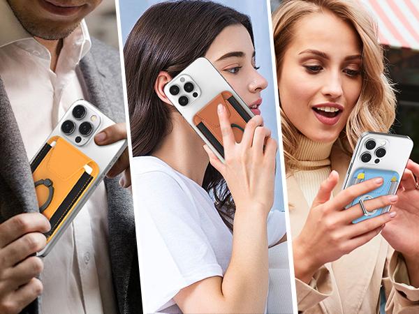 Magsafe Wallet with Airtag Holder  for iPhone 16/15/4/13/12 Series, Magsafe case White Electronics Accessories phone cooler Magnetic Screen Protector Cellphone Protection Casing Protective   Spring