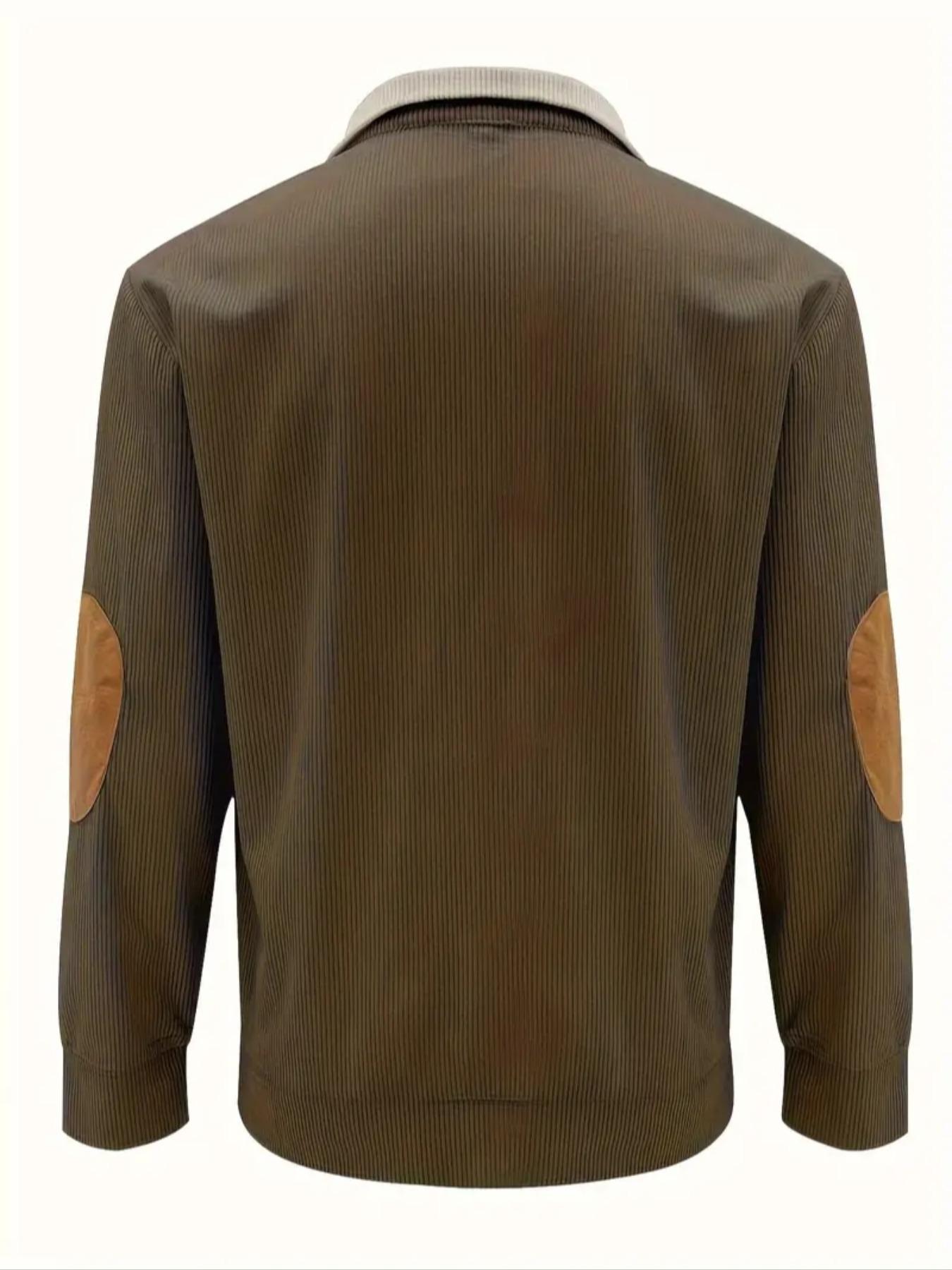 Men's color-blocked casual Knit hoodie, autumn and winter half-zipper long-sleeve jacket, loose collar autumn inner wear clothing