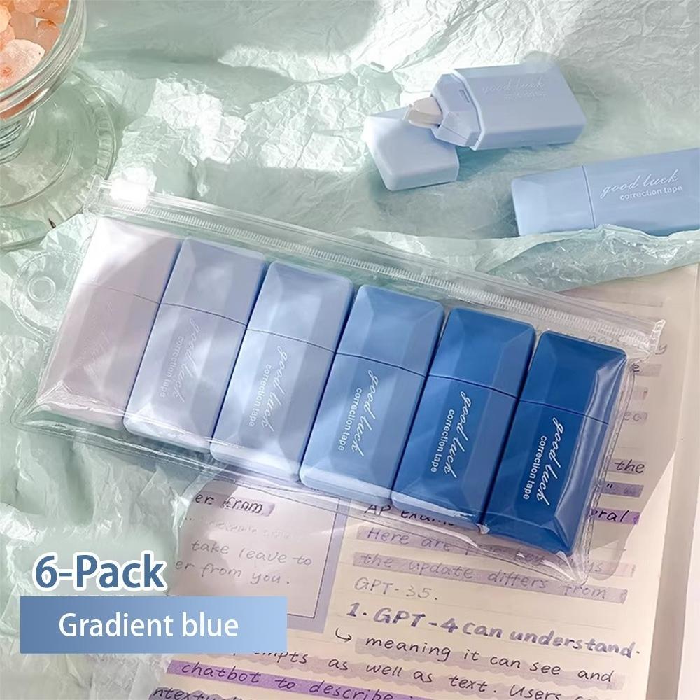 6-Pack Graduated Color Correction Tape, Smooth Multi-Color Portable Eraser Bands, Large Capacity for School & Office Use, Visual Appeal