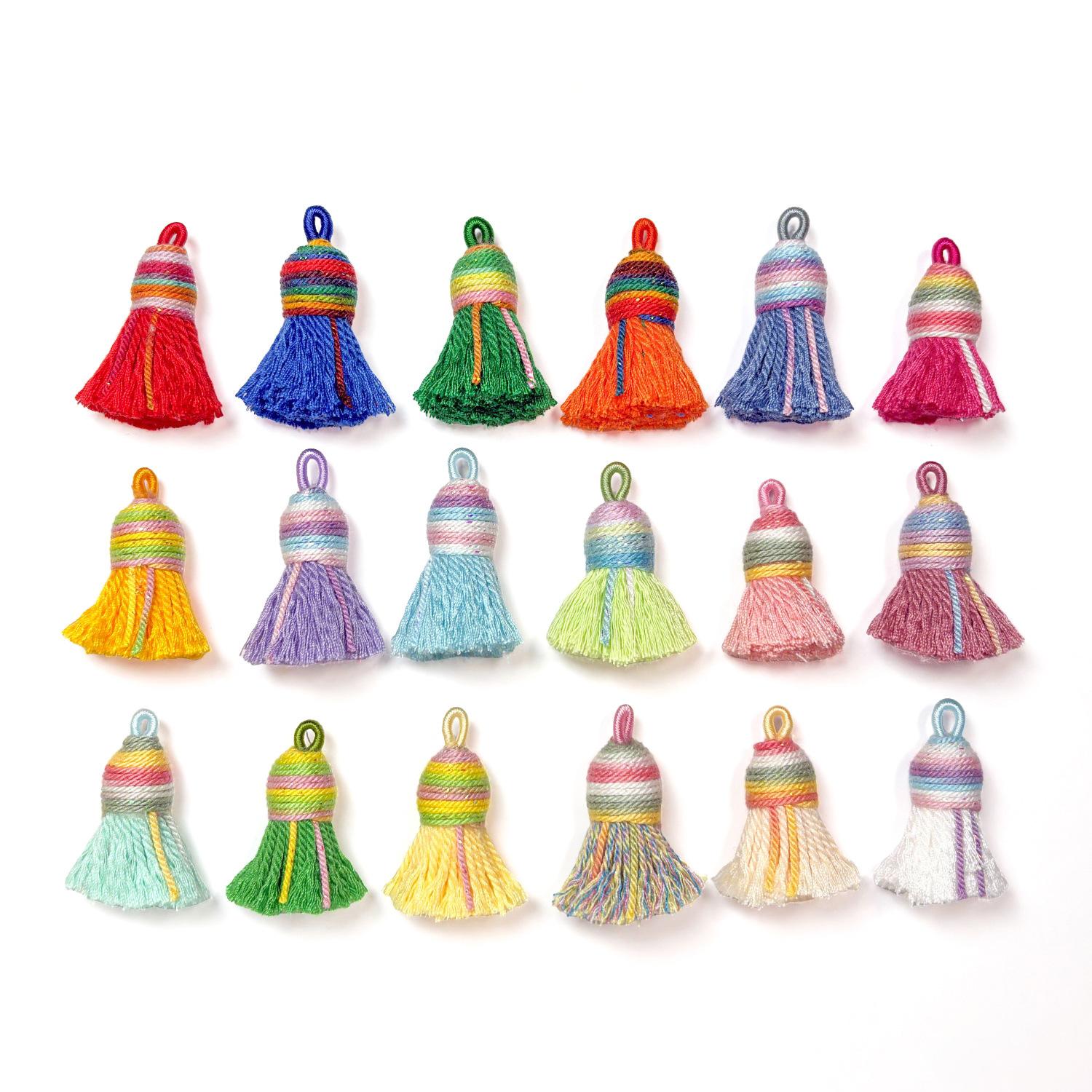 Starry Sky Gradient Tibetan Style Cotton Thread Tassel Pendant/Accessory/Bracelet DIY Semi-finished Jewelry Making Accessories Charms