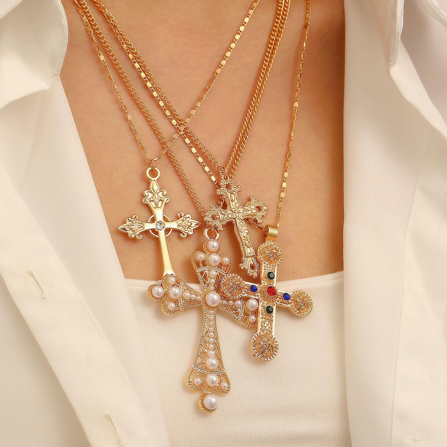 Punk Cross Multi-Layer Stackable Necklace| Alloy Pendant for Men & Women