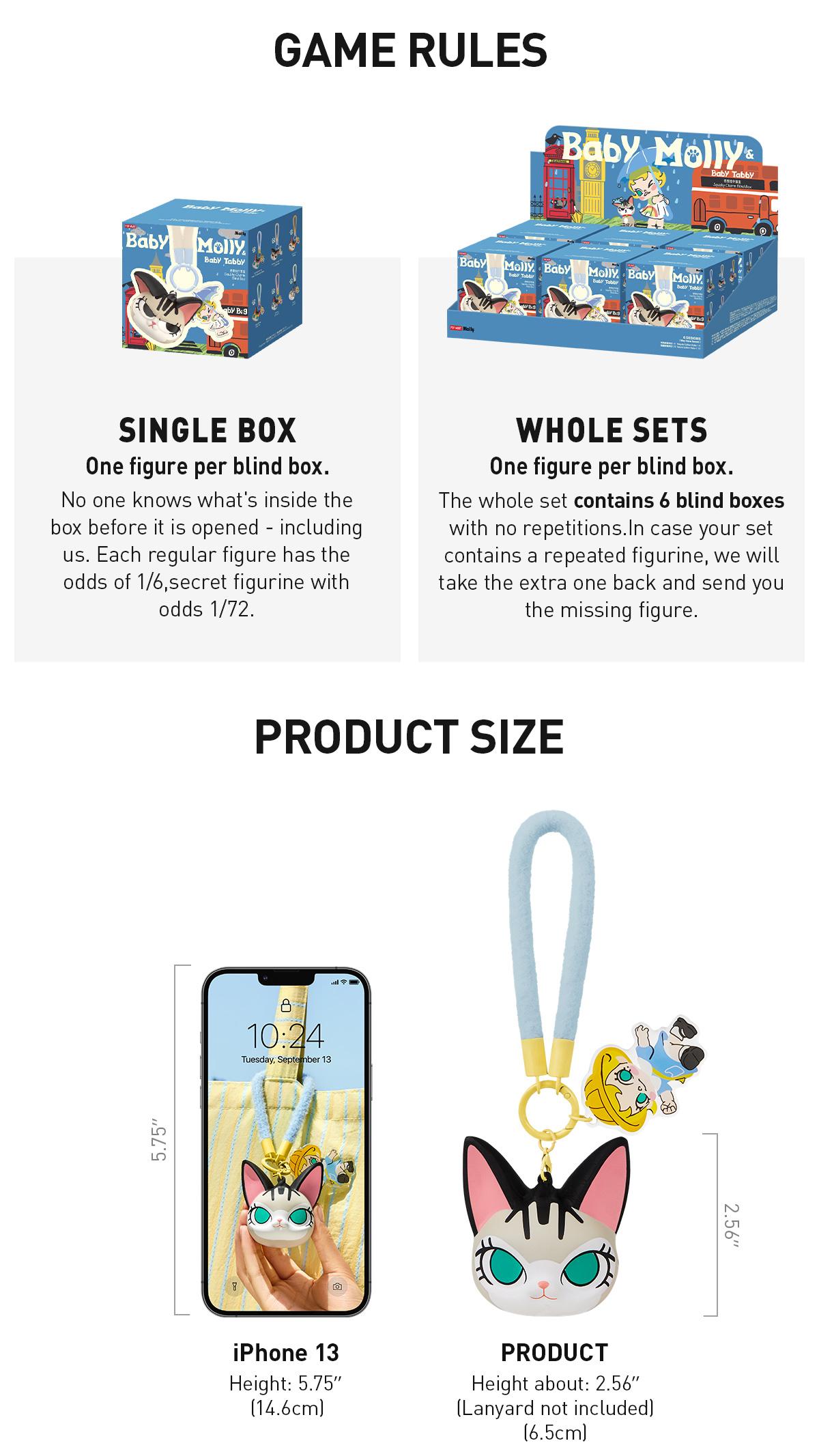 POP MART Baby Molly & Baby Tabby Series-Pinch Pendant Blind Box,Surprise Gift POP MART Baby Molly & Baby Tabby Series-Pinch Pendant Blind Box,Surprise Gift