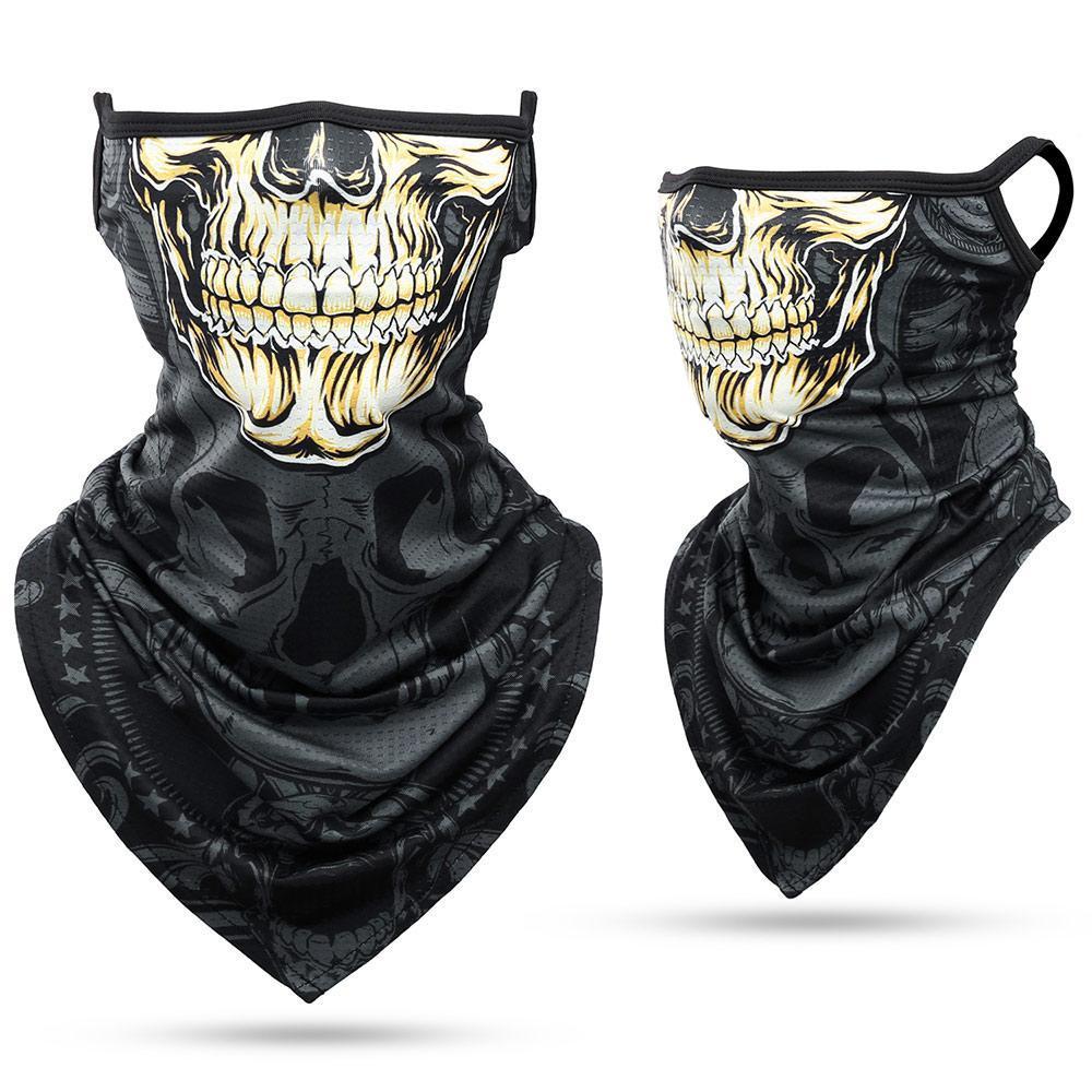 Summer Breathable Bandana Skull Printed Scarf Sun Protection Quick-drying Face Cover Reusable Mask Neck Gaiter Halloween Gift