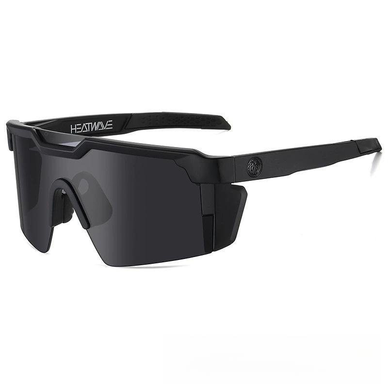Heatwave Style Polarized Cycling Sunglasses for Men Women - UV400 Protection Large Frame Windproof Sports Goggles with American Flag Arms