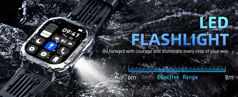 3ATM Waterproof Outdoor Smart Watch for Men with Call Make/ Answer 100+ Sports Modes Pedometer Compass Multifunctional Smartwatch Compatible with iPhone Android Phones Digital Watch Gifts for Men