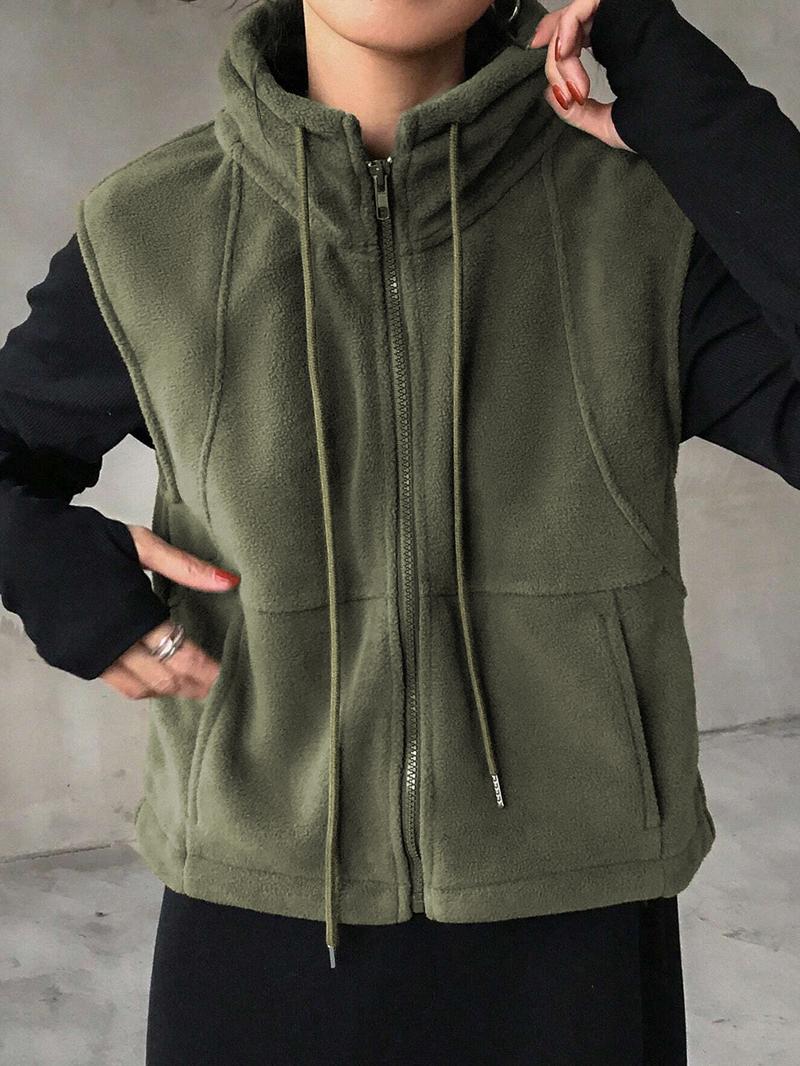 Women's Zipper Fleece Vest, Casual Versatile, Perfect for Autumn Winter, Daily Wear, Street Style, Comfortable and Stylish