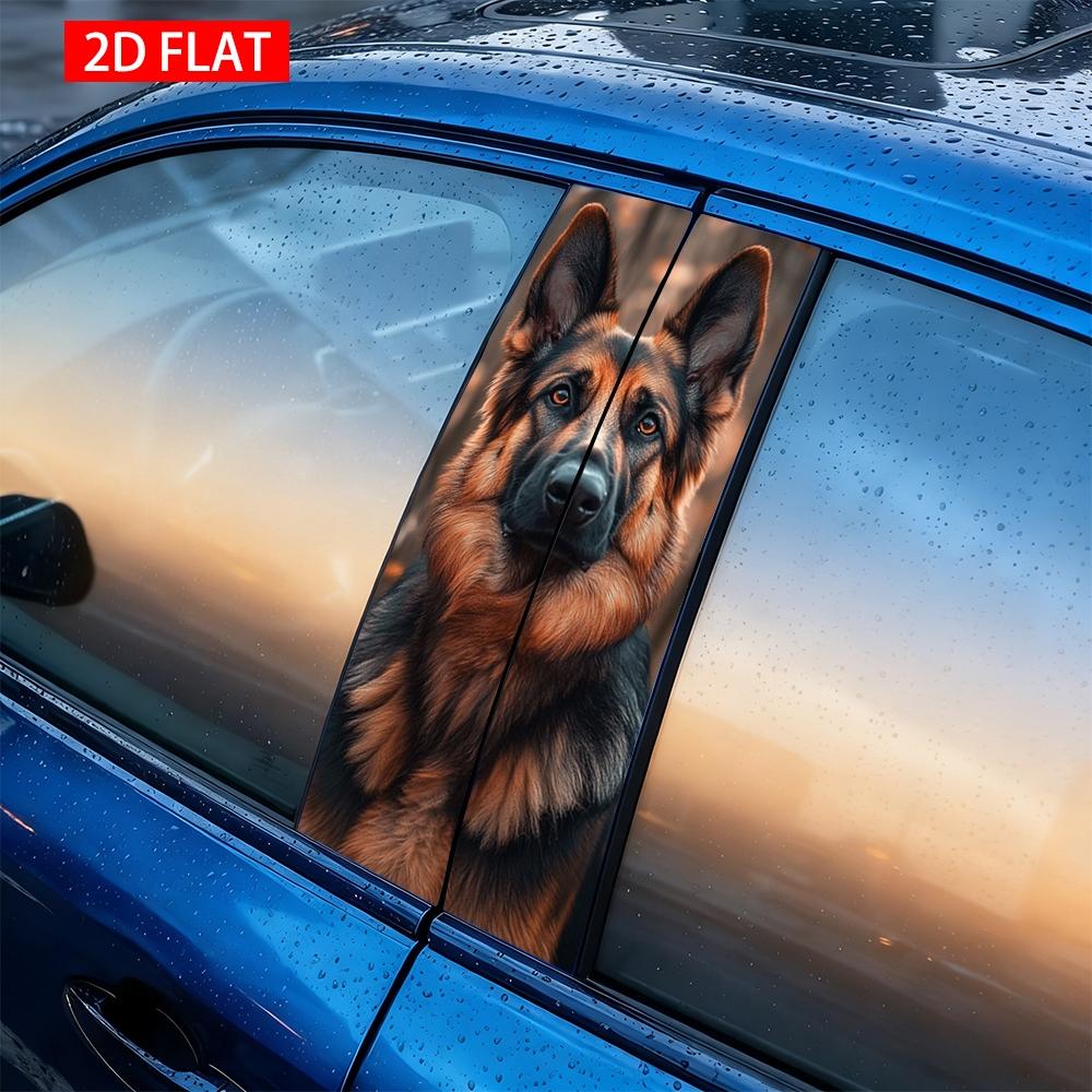 2 Sets German Shepherd Car B Pillar Stickers, Self-Adhesive PVC, Waterproof Scratch-Resistant, Ideal for Car Exterior Decoration