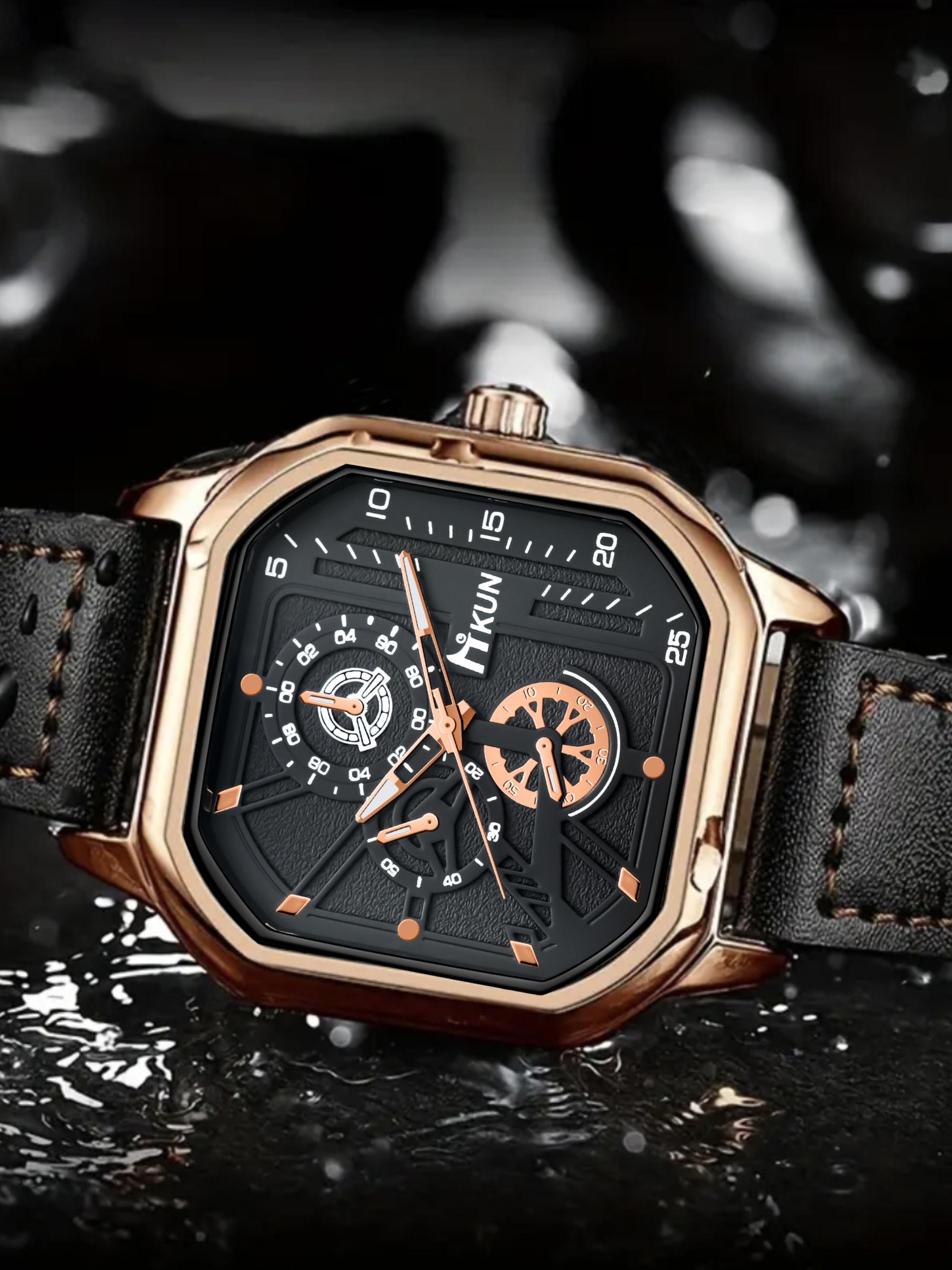 Men's Business Casual Quartz Watch Set, Perfect Gift for Daily Wear & Holidays Like Thanksgiving Christmas Birthdays, Stylish Timepiece Collection