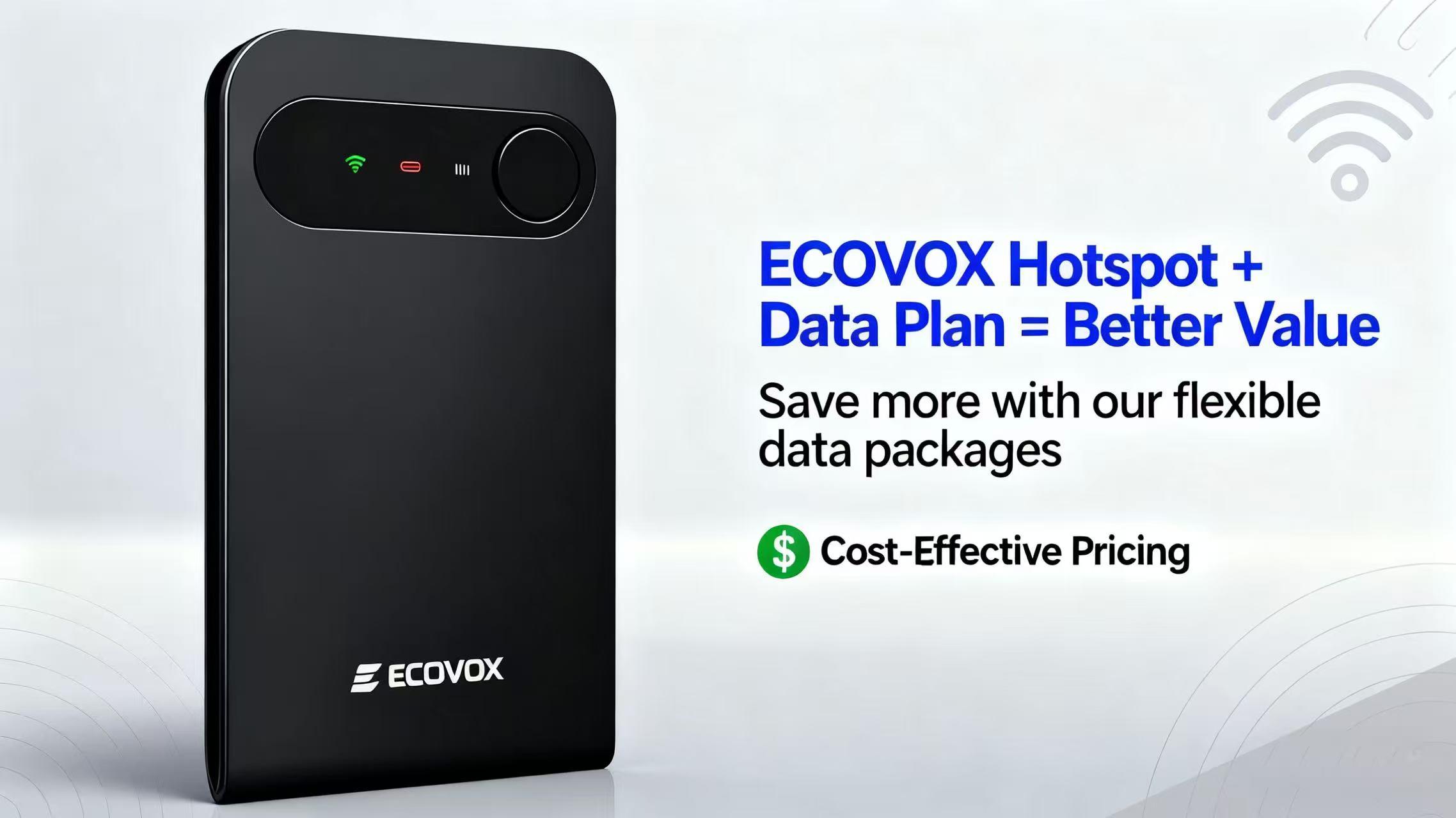 ECOVOX e1 Model 2025 Portable 4G LTE Tri-Band Global Pocket Wi-Fi Hotspot Router, Sim-Free, 802.11A, High-Speed Internet with Massive Free Data for Car/RV Travel in 120+ Countries n Mobile