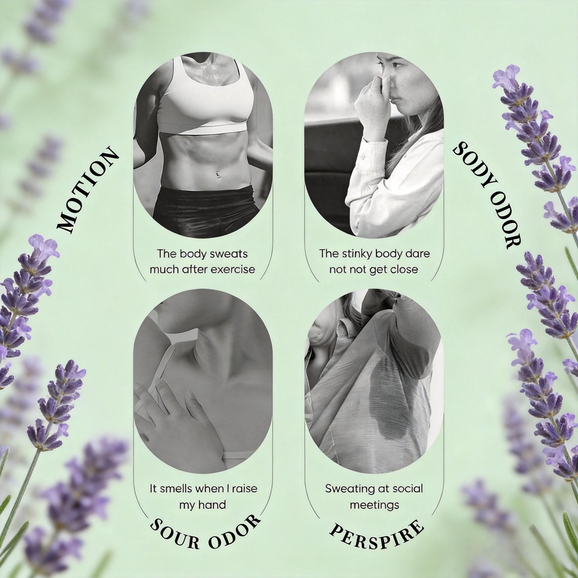 Lavender Roll-On Deodorant Mist, Body Care, Long-Lasting Sweat Control, Fresh Natural Lavender Scent, Smooth Texture, Ideal for Daily Use & Sports