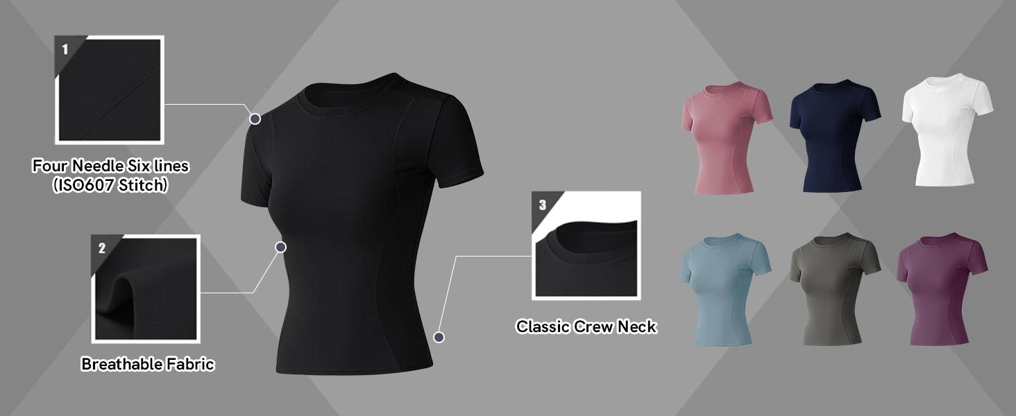 LOMON Women Workout Shirts 4 Pack Athletic Compression Tee Dry Fit Yoga Gym Basic Tops SpringStatements