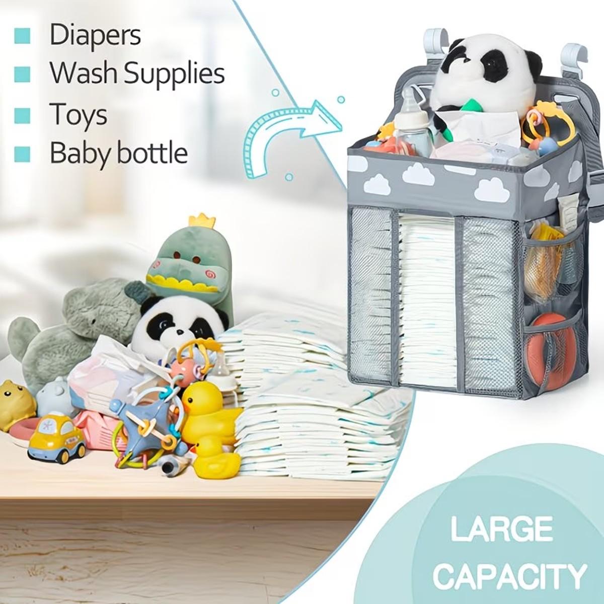 Multifunctional Bedside Storage Bag, Foldable Basket, Baby Diaper Organizer, Home Storage, Toy Holder, Holds Bottles, Diapers, Tissues