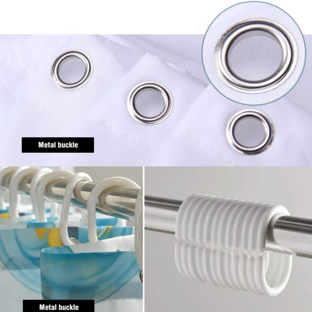 Cute Cow Pattern Bathroom Shower Curtain, 1 Count Waterproof Bathroom Curtain with 12pcs Hooks, Bathroom Decor Supplies, Bathroom Decoration Accessories