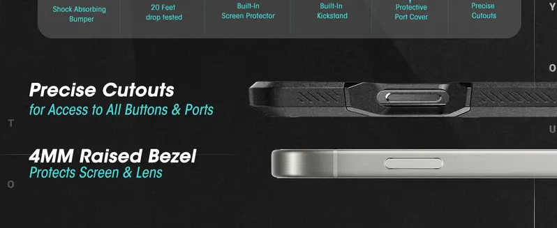 Product Introduction of SUPCASE Outdoor Protective Phone Cases Unicorn Beetle Pro for iPhone 16/16/15/14/13 with Built-in screen protector, Full-Body Rugged Design & Stand 3