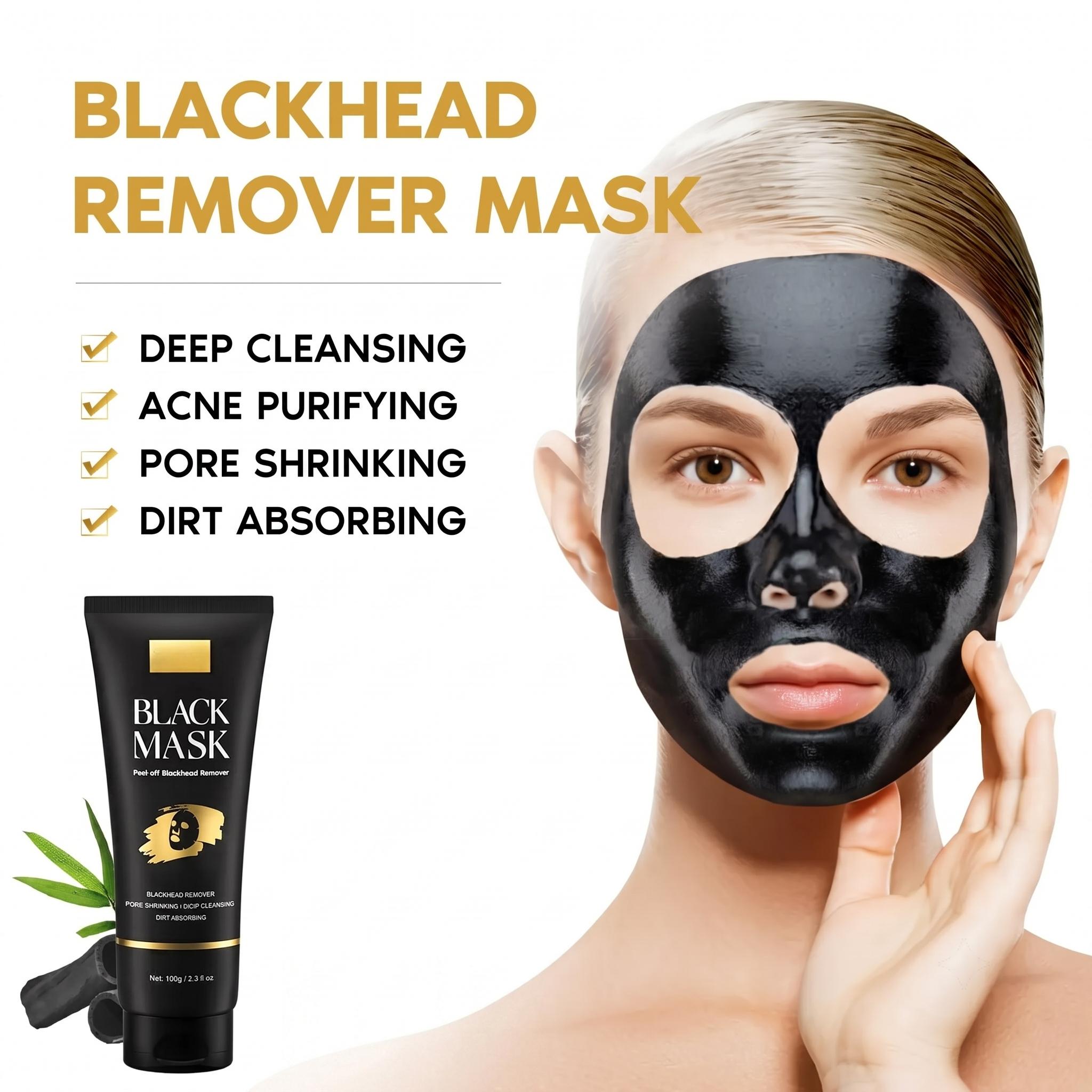 Black Facial Mask for Blackhead Care, Deep Cleansing Peel Off Mask with Charcoal-Like Black Texture, Pore Care Skincare Routine for Nose & T-Zone, At-Home Beauty Self Care, 60g