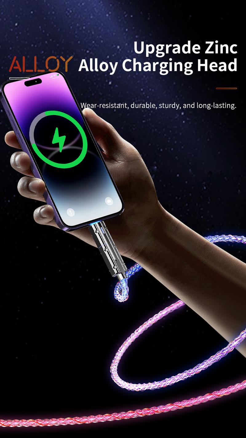 [Buy 1 get 1 free]Four-in-One 100W Colorful lights Data Cable,Supports fast charging and data transmission,Free switching four interfaces,Type-C to Type-C,USB-A to micro/type-C/lightning, type C to lighting