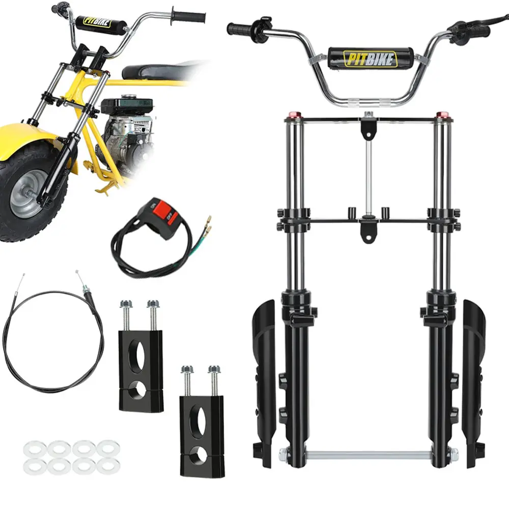 Mini Bike Upgraded Front Suspension Fork Compatible with Colema* CT100U Baja DB30 Meg* Moto 80cc CT100U GMB100 TrailMaster Storm 200 Motovox MBX10 MBX11 Minibike Parts with 7/8 Handlebar, Mounting Brackets Kit