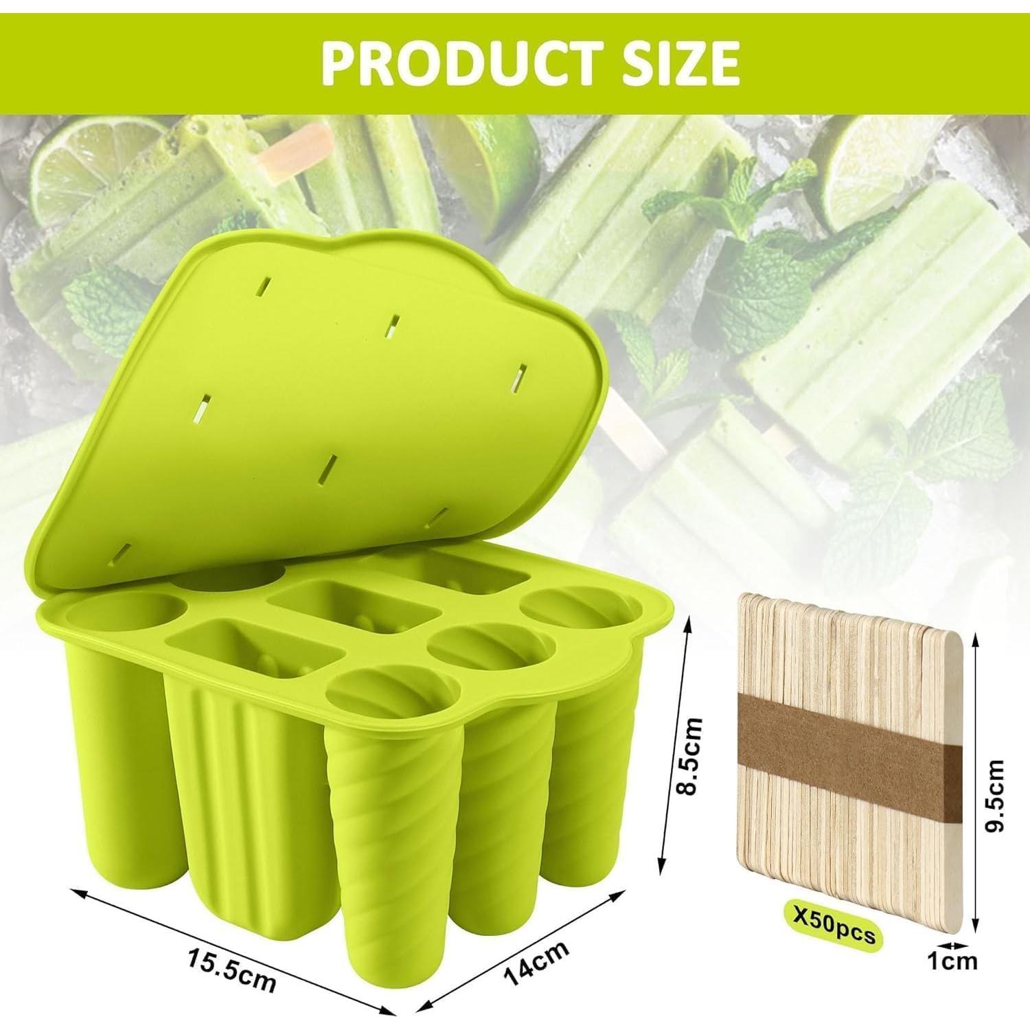 9 Cavity Popsicles Molds with 50 count Wooden Sticks,  Popsicle Molds,  Popsicle Maker Mold,  Homemade Ice Pop Mold, Easy-Release Ice Cream Mold for  Adult
