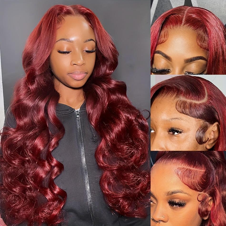 Bling Hair 99j Red Color 33# 4# Color 13x4/6 Body Wave Lace Frontal Human Hair Wigs 180 Density Lace Frontal Wig Real Hair Pre Plucked Human Hair Lace Wigs With Hairline TikTokShopBlackFriday