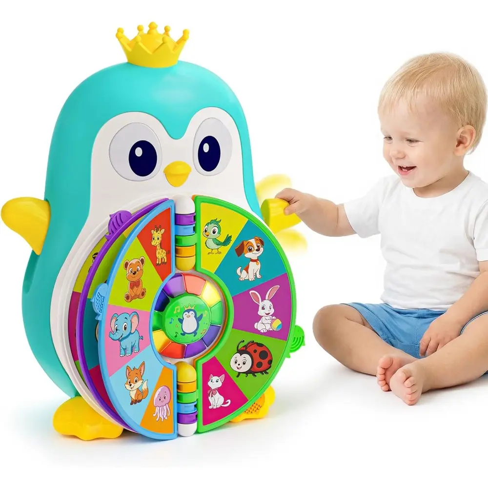 Musical Penguin Learning Toys for 1 Year Old Boy, Bilingual Educational Toys for 1-3 Year with 5 Themes, Sound & Light, First Word Teaching for 12-18 Months, 1st First Birthday Boy Girl Gifts