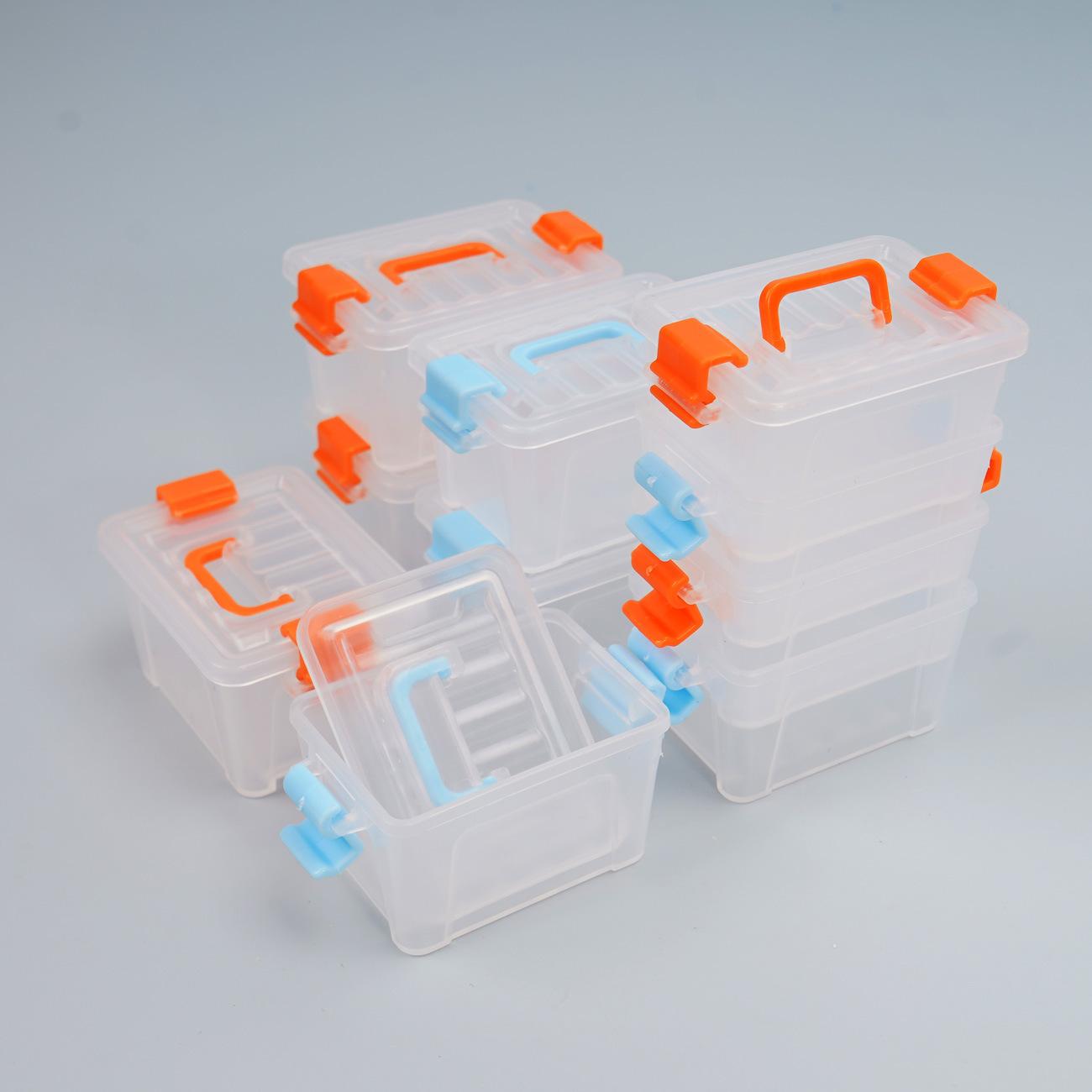 Transparent Plastic Storage Box Mini Suitcase Organizer Small Parts Container Tool Storage Case for Dollhouse Pretend Play Toy