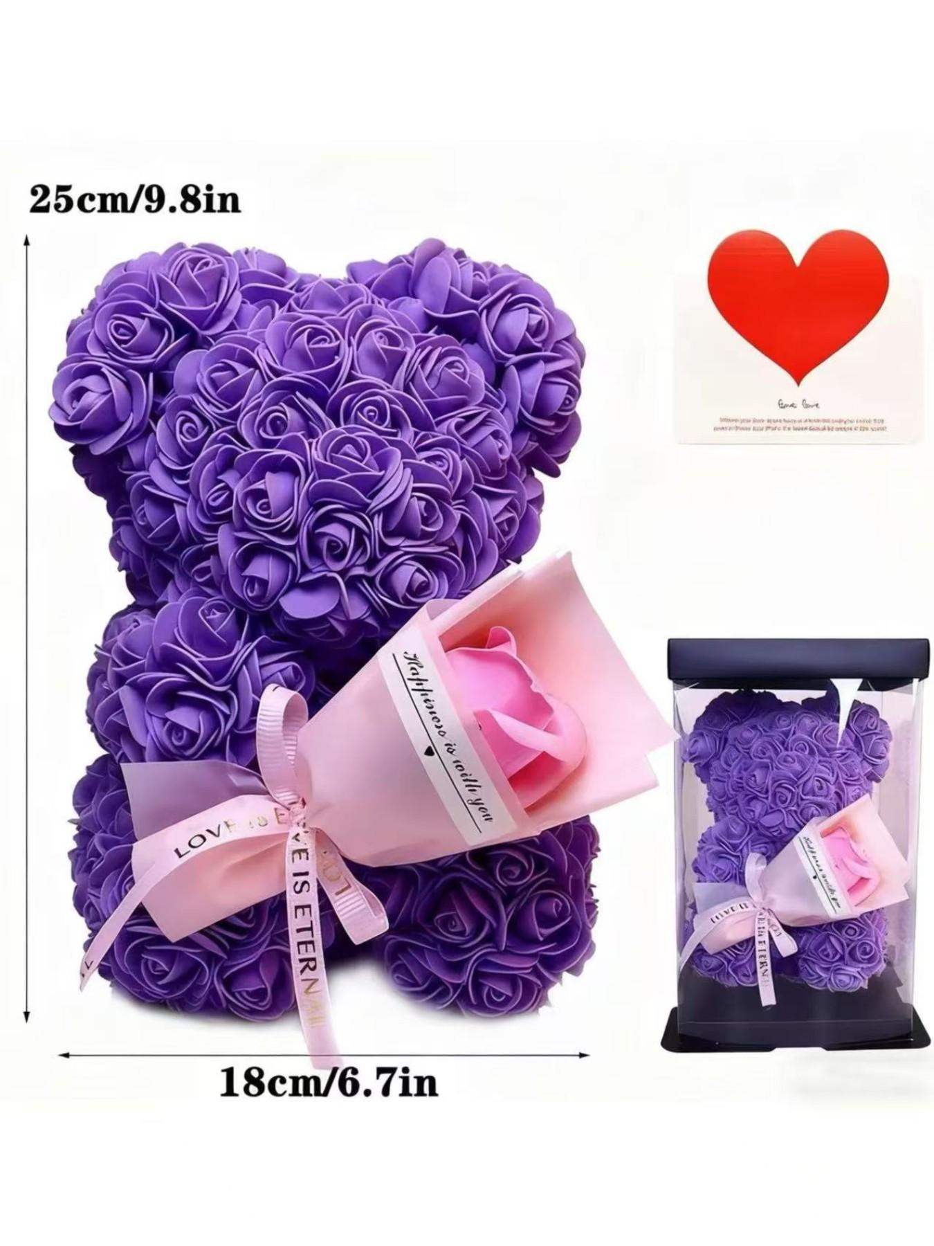 Pe Foam Flower Bear, Rose Bouquet Holding Bear, Valentine's Day Gift for Girlfriend, Mother's Day Gift, Christmas Gift, No Necklace Included