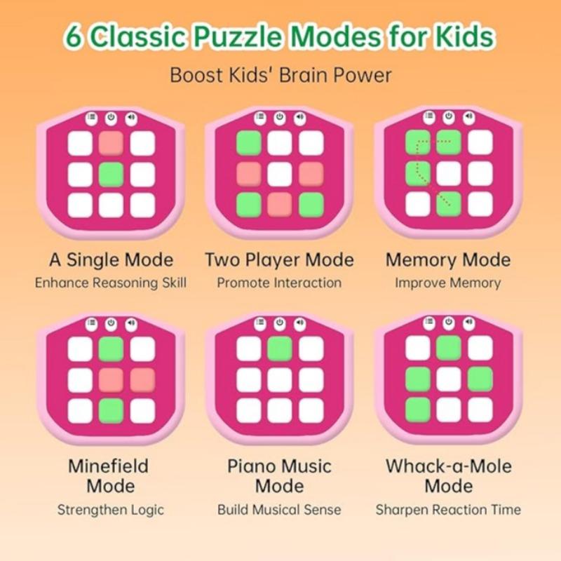Electronic Tic-Tac-Toe Game, 9-in-1 Handheld Digital Puzzle Toy with Board, Tabletop Games, Portable Travel Brain Teaser Gift for Kids & Adults, Handheld Game Console