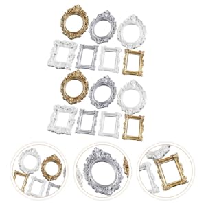 Mini Photo Frames 14 Pieces Mini Vintage Resin DIY Photo Frame for Manicure Jewelry Display Photography Decoration