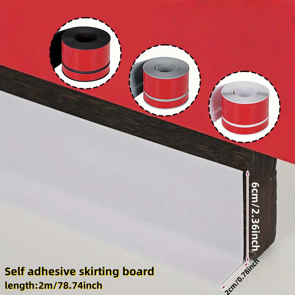 2-meter PVC Self-adhesive Flexible Skirting Board, with A Total Width of 8CM, Soft Skirting Board Decoration, Self-adhesive Flexible Substrate Molded Decorative Strip