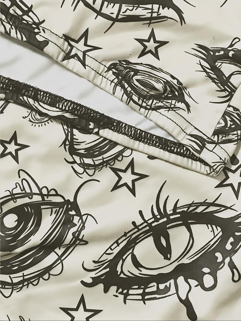 Women's Eye Print Tube Top, Fashion Casual Strapless Top for Daily Outdoor Wear, Ladies Clothes for Summer