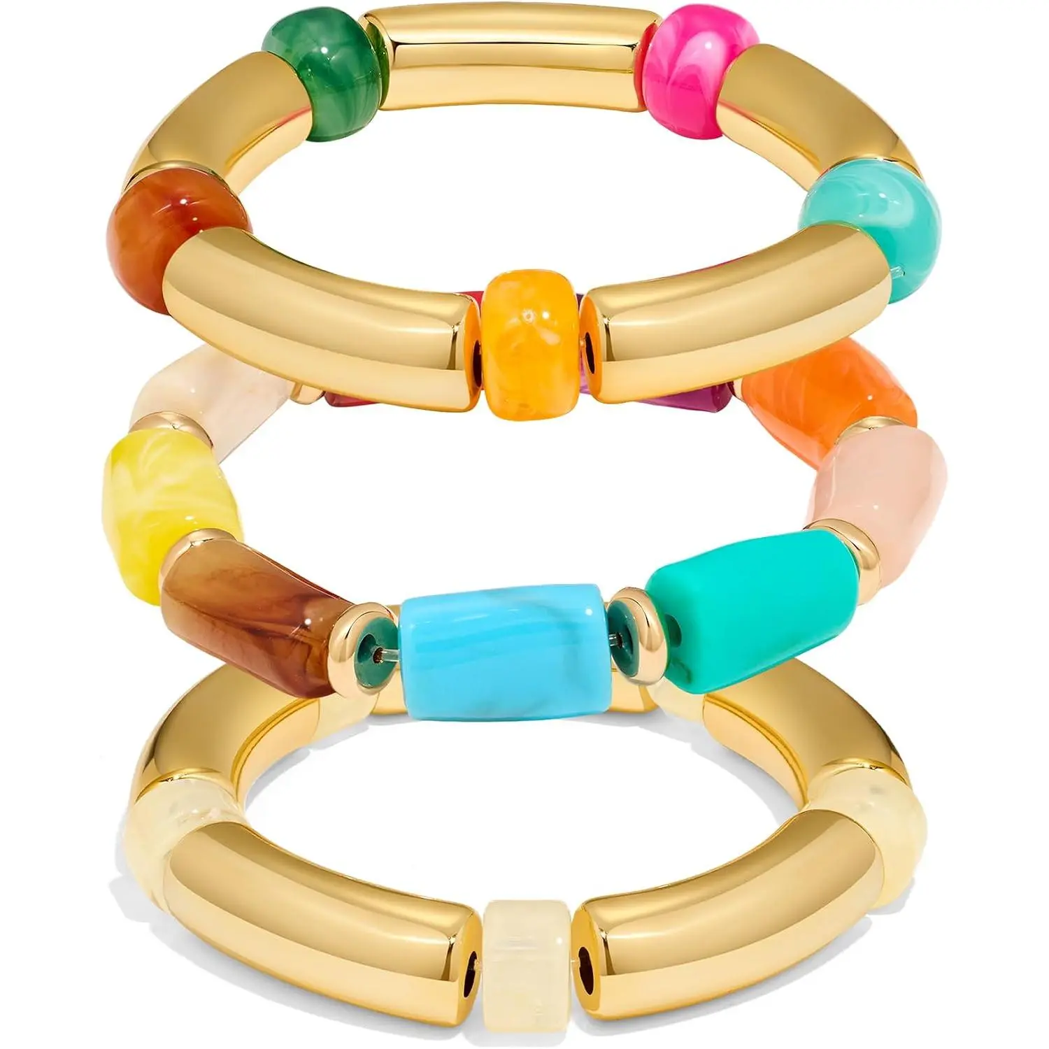 Chunky Bangle Bracelets Set for Women | 3 count Thick Wide Chunky Bangles, Geometric Acetate  Bracelet, Stackable Plastic Statement