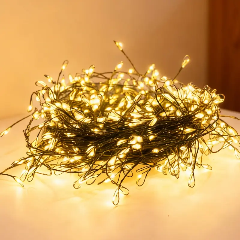 LED Firecracker String Lights - Green Wire Fairy Lights with Remote for Christmas Holiday Indoor Outdoor Decor romantic her Realistic Tree