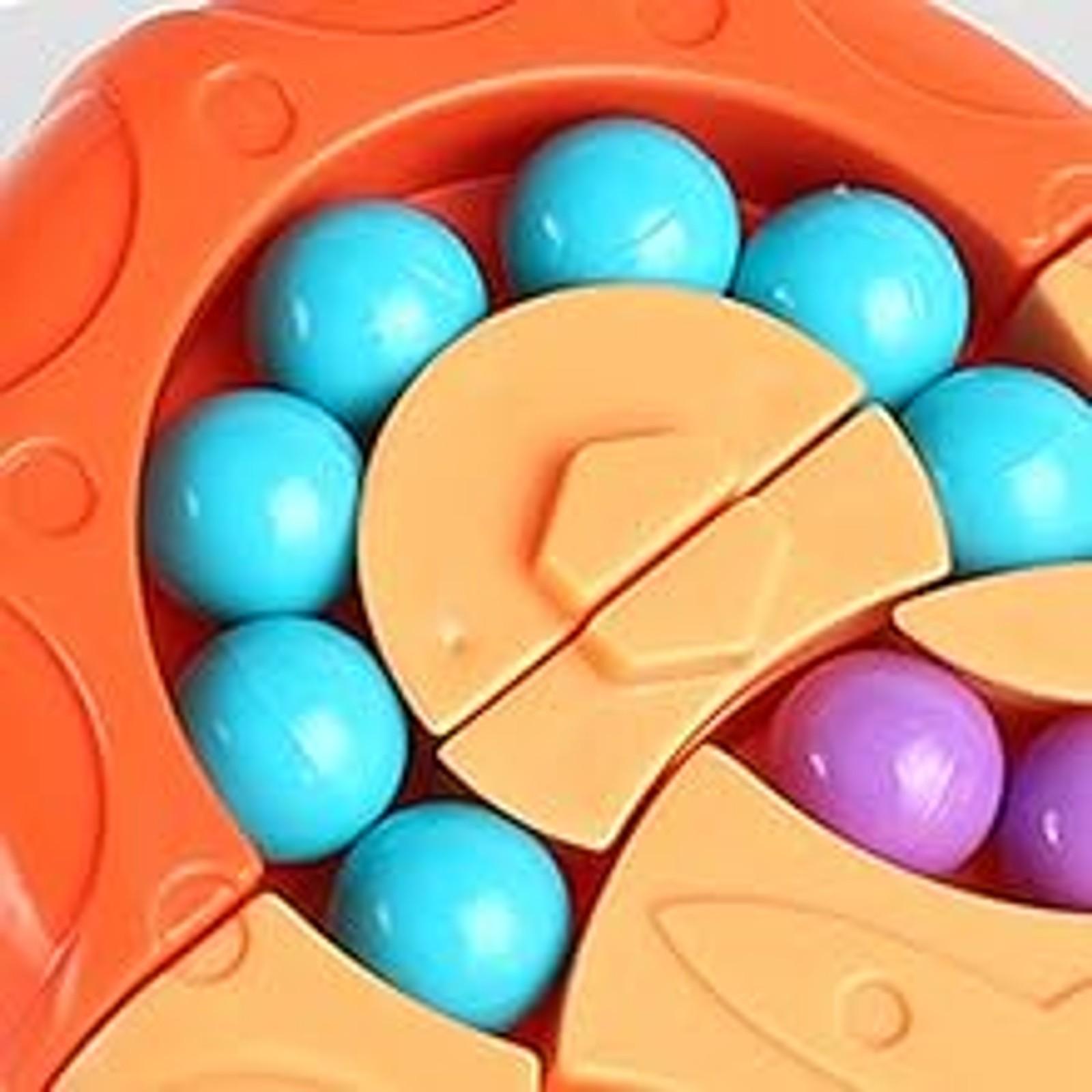 Magic Bean Rotating Brain Teaser Finger Puzzle Toy,Boys Girl Handheld Spinner Stress Anxiety Relief Ball Game Sensory Toys, Gift for Kids Ages 3Above Easter Christmas Birthday New Year (Blue)fidget toys
