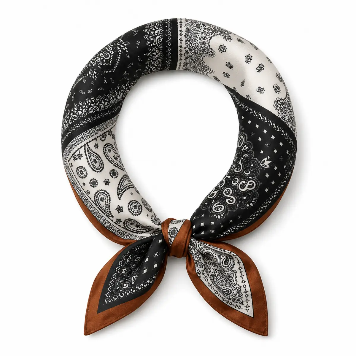 100% Mulberry Silk Paisley Print Square Scarf for Women, Lightweight Neckerchief and Hair Wrap for Neck, Head or Handbag Styling