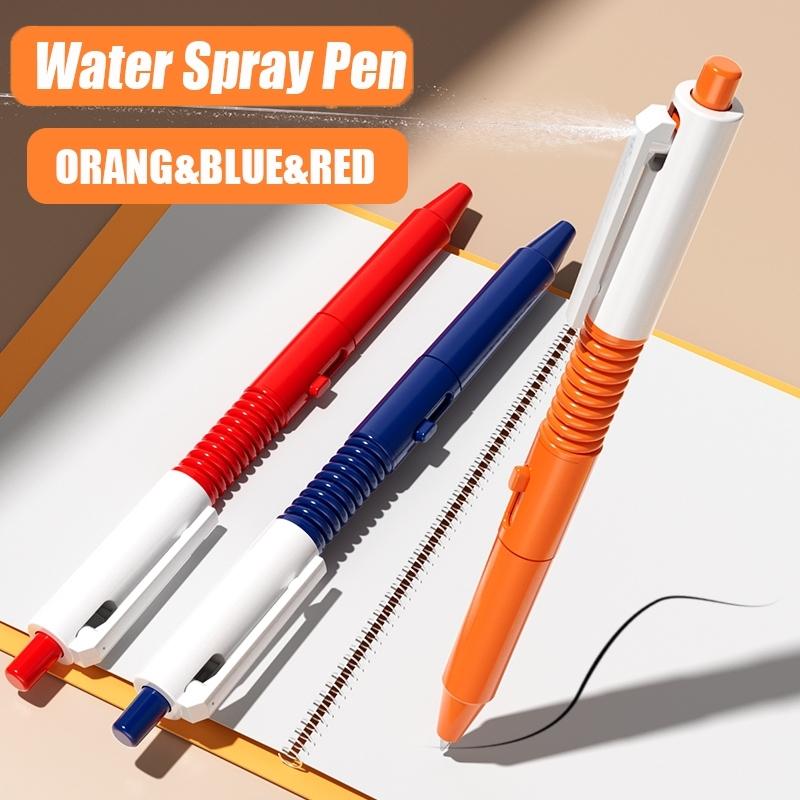 3 Streamlined Red & Orange & Blue Water Spray Pens, Durable PC Material, Suitable for Pranks, Student Relaxation Gift