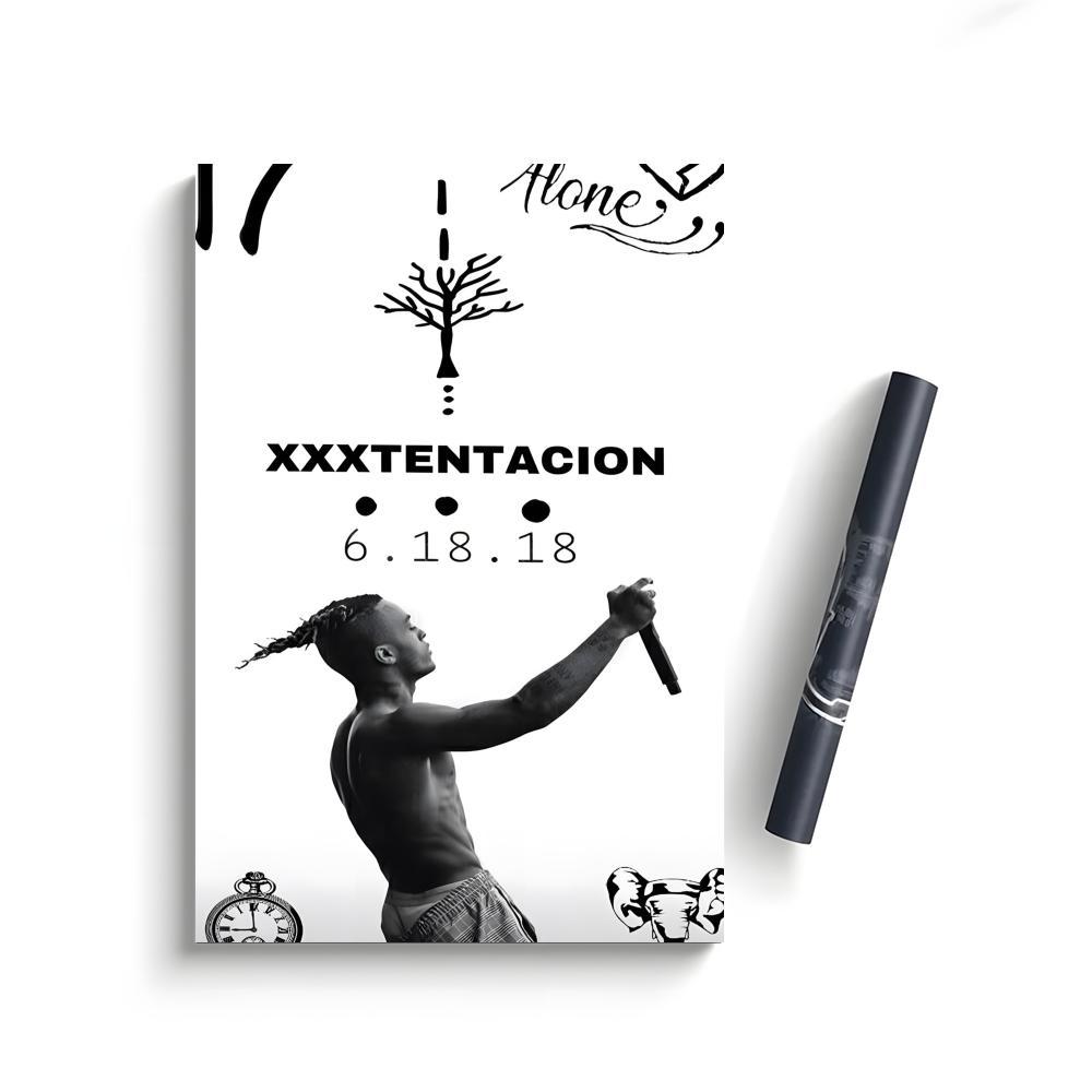 XXX-Tentacion Rock Rapper Music Albums Cover Skins Poster Self-Adhesive Waterproof Art Sticker, Aesthetic Minimalist Wall Poster for Coffee Shop, Bar & Home Room Decor