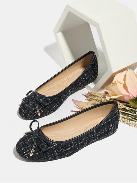 Women's Round Toe Slip-On Ballet Flats, Fashion Flat Shoes, Soft Sole Comfortable Casual Shoes, Elegant Bow Design, Perfect for Walking & Shopping